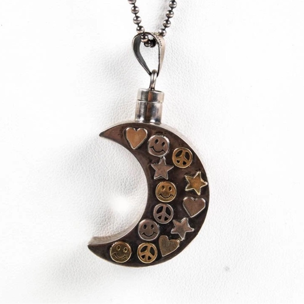 🌙 Jasper Womens Sterling Silver & Yellow Gold Star Perfume Bottle Necklace